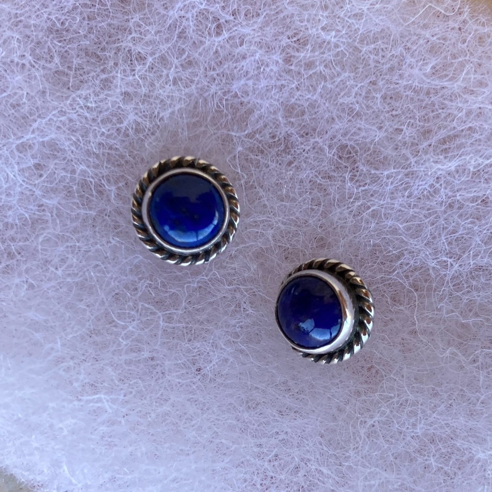 Sterling silver and lapis stud earrings